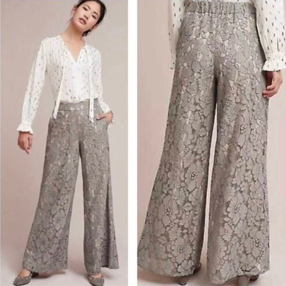 Feather Bone Wideleg Palazzo Pull On Pants Sz. LP